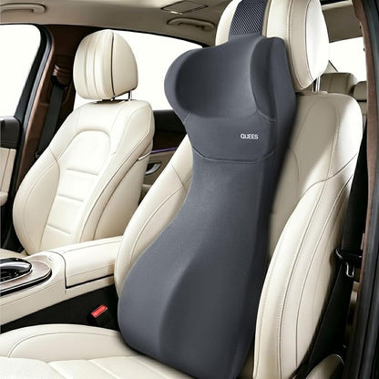 Lumbar Support Pillow for Car with Headrest, Memory Foam Cushion for Back & Neck Support, Muscle Fatigue Relief, Full-Length S-Curve Support for Long Drives, Fits Cars, SUVs, Trucks by MakeLifeBetterYouDeserved