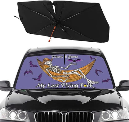 Socira Funny Skeleton Skull Car Windshield Sunshade Umbrella Sun Visor | Foldable Umbrella Sun Shade Cover Sunshade Front Window Cover Car Accessories Blocks Uv Rays (57" X 30") by Socira