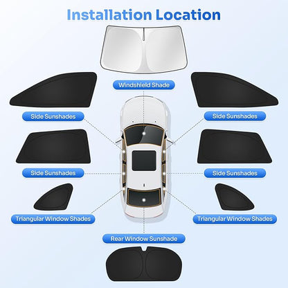 Canvcle Window Shades for 2020-2025 Subaru Outback Accessories Windshield Sun Shade Side Rear Window Covers Sunshade Sun Visor Shield Privacy Protection for Camping Keep Vehicle Cool Black 8PCS - Image 5