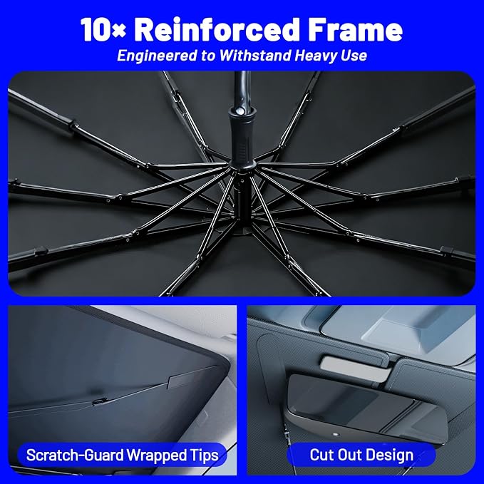 Windshield Sun Shade for Lexus LX 2008-2026, Foldable Umbrella Sunshade | Custom Fit Car Sun Visor with 360° Rotating Shaft, UV Protection Heat Shield Sun Blocker Heat Reflector and Easy Storage - Image 6
