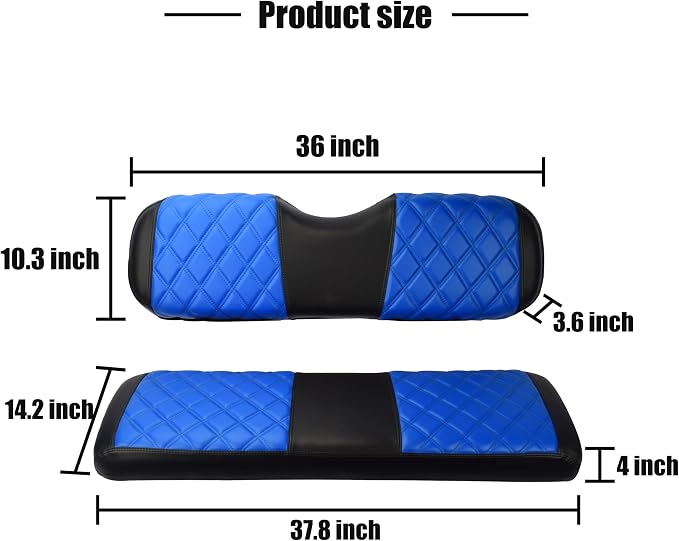NOKINS Golf Cart Seat Covers Fits Aftermarket Standard Rear Seat Cushion | Fit for Club Car Precedent/DS/EZGO RXV/TXT/Yamaha Drive, No Stapler, Multiple Colors&Breathable (Blue&Black) - Image 6