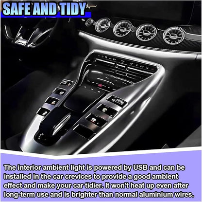 ZIMISI EL Wire Car Interior LED Strip Lights, Neon Light Strip (White) | 5V 16FT Car Ambient Lighting Decorations with Sewing Edge, USB Electroluminescent Car Interior Lights with Fuse Protection - Image 3