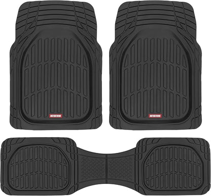 Motor Trend FlexTough Floor Mats for Cars, Black Deep Dish All-Weather Car Mats, Waterproof Trim-to Fit Automotive Floor Mats for Cars Trucks SUV, Universal Floor Liner Car Accessories by MotorTrend