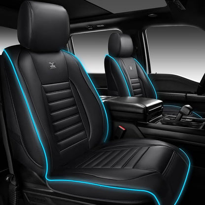 CAR PASS LED Lights Nappa Leather Car Seat Covers Front Seats, Waterproof Seat Cover for Cars Variable RGB Lights with DIY Music Sync Mode, All Weather Universal Fit Trucks SUV Automotive Pick-up by CARPASS