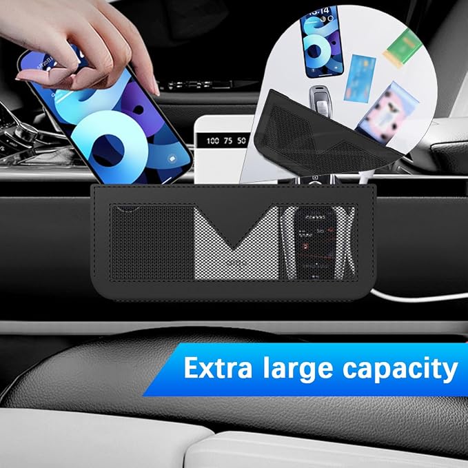 Car Seat Side Pocket Organizer, PU Leather Multifunctional Small Vehicle Console Side Storage Pouch, Automotive Gap Filler Bag for Cell Phone Sunglasses, Universal for SUV RV Truck (Wine Red) - Image 6