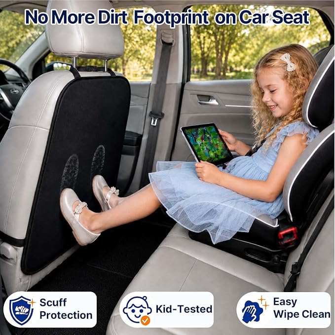 Back Seat Cover for Kids, 2 Pack Waterproof Kick Mats Backseat Protector, Car Seat Back Protectors for Vehicles to Protect from Dirt, Mud & Scratches,Easy to Clean X-Large - Image 4