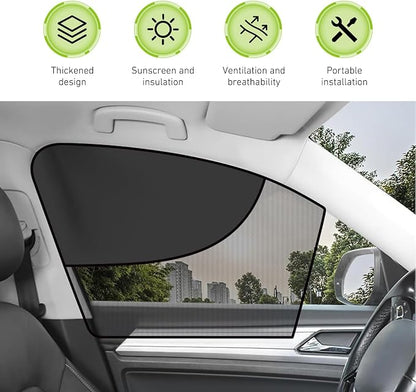 2 PCS Car Side Window Shades, Double-Layer Sun Blocking & Heat Insulation Shield for Baby Kids, Mesh Full/Half Privacy Protection & Ventilation Curtain, Foldable Cover for Most Cars (Black) - Image 3