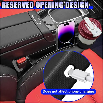 YoRise 2PCS Dual Slot Car Seat Gap Filler Organizer, Multifunctional Car Side Seat Gap Guard Spacer with Cup Holder, Universal Auto Storage Accessories for Preventing Items Falling Out (Black) - Image 3