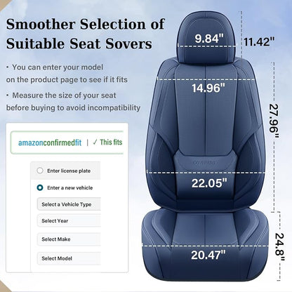 Coverado Car Seat Covers Full Set, Seat Covers for Cars, Car Seat Covers Front Seats and Back Car Seat Protector Waterproof, Leather Car Seat Cushion Universal Fit for Most Cars Blue - Image 5