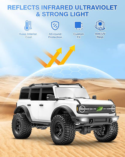 Canvcle Windshield Sun Shade for 2021-2025 2026 Ford Bronco 4 Door Side Rear Window Shade Cover Sun Visor Shield Privacy Protection Keep Vehicle Cool Black 7PCS - Image 2
