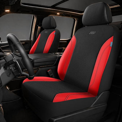 Skechers Car Seat Covers, Work Leather Seat Covers 5-Times Stronger Built-in Webbing, Oxford Fabric Front Seat Cover, Airbag Compatible, Automotive Comfort for Cars, Trucks, SUVs,Red by Unknown