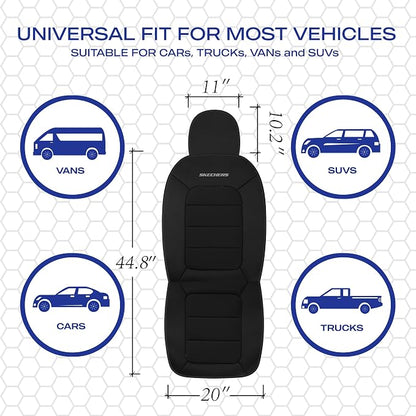Skechers Memory Foam Car Seat Covers,Thick Cool Touch Fabric Seat Covers Front Seat Covers Airbag Compatible,Automotive Comfort Protection for Most Cars,Vans,Trucks,SUV,Black - Image 5