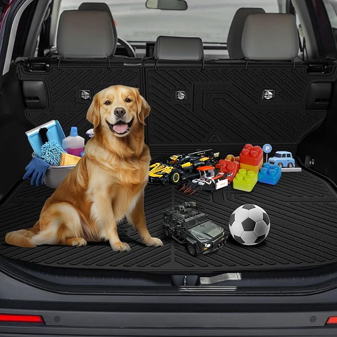 LASFIT Cargo Trunk Mat for Toyota RAV4 2019-2025 (Include Hybrid) | 100% TPE All Weather Rear Cargo Liner with Backrest Mats Custom Fit Waterproof RAV 4 Automotive Accessories, Black - Image 7