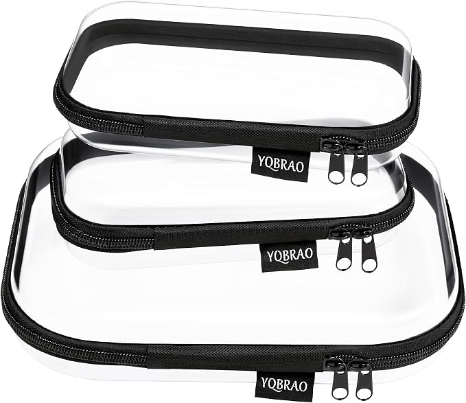 YQBRAO Clear Hard Shell Organizer Cases, Black, 3-Pack | Rigid 1.2 mm PET organizers with multi-size design for toiletries, travel storage, and everyday essentials by Unknown