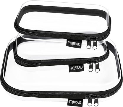 YQBRAO Clear Hard Shell Organizer Cases, Black, 3-Pack | Rigid 1.2 mm PET organizers with multi-size design for toiletries, travel storage, and everyday essentials by Unknown