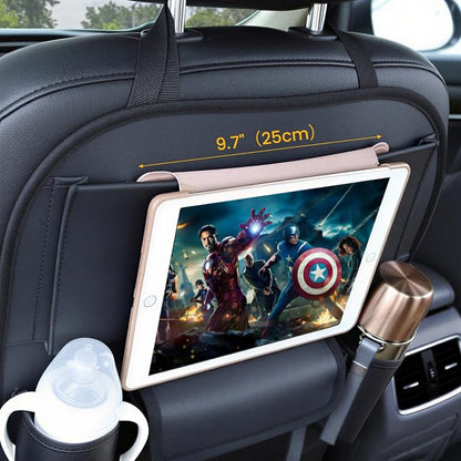 Viaviat Car Seat Organizers Waterproof Backseat Protector with Storage Pocket Large Leather Kick Mats for Kids Pets Automobile SUV Truck (Black, Large Pocket) - Image 6