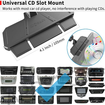 APPS2Car Sturdy CD Slot Phone Mount with One Hand Operation Design | Hands-Free Car Phone Holder, 360° Rotation, Easy Removal, Universally Compatible with All iPhone & Android Phones Smartphone - Image 9