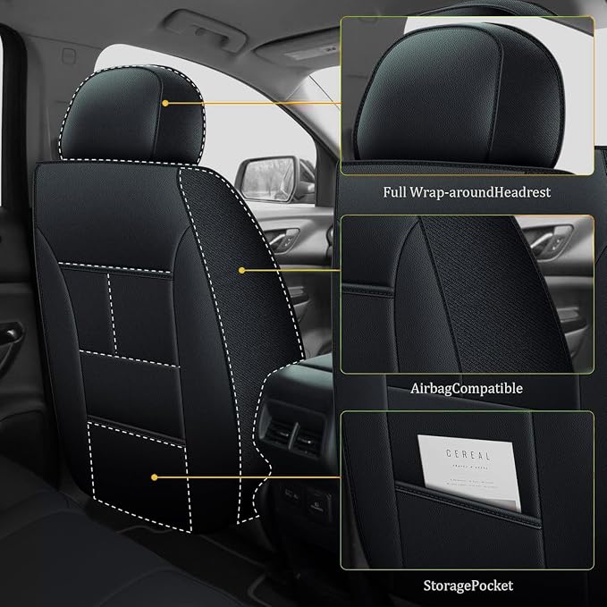 IKABEVEM Car Seat Covers Fit for Mazda CX-9 2016-2024 7 Seater | Custom Full Set,Waterproof Faux Leather,Scratch Resistant,Full Wrap,Easy to Install&Wipe Clean,Black Seat Interior Protector - Image 3