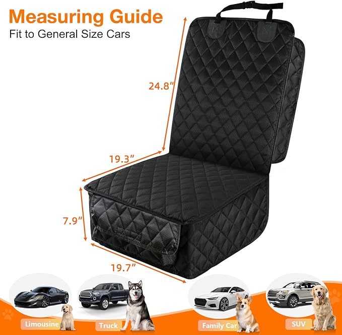 Waterproof Front Seat Car Cover, Full Protection Dog Car Seat Cover | Side Flaps, Nonslip, Scratchproof, Fits Cars, Trucks, SUVs, Jeep - Image 5