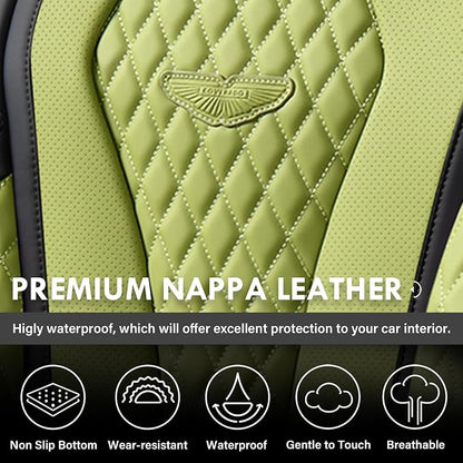 Coverado Seat Covers Front Seats, Green Car Seat Covers 2 Pack, Driver Seat Cover, Luxury Automotive Seat Covers, Car Seat Cushion, Front Car Seat Covers Leather Seat Protector Fit for Most Cars - Image 6