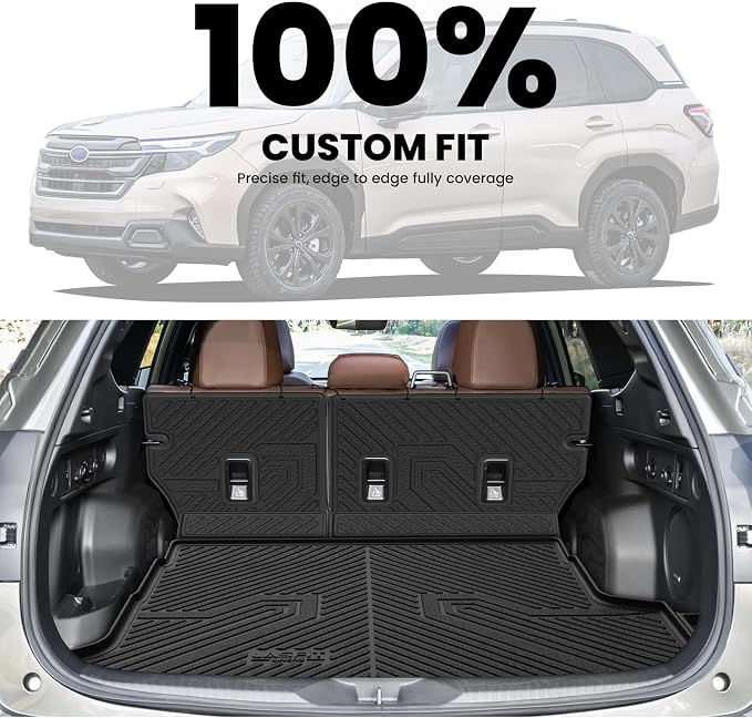 LASFIT Cargo Mat for Subaru Forester 2025-2026 (Only Hybrid) | All Weather TPE Custom Fit Easy Clean Durable Cargo Tray Liner Trunk Mat & Backrest Mats Accessories, Black - Image 4