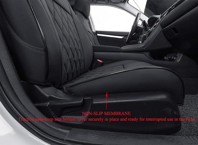 EKR Civic Seat Covers Custom Fit for Honda Civic (Hatchback) 2017 2018 2019 2020 2021 (Rear W/Armrest),Waterproof Leather Car Seat Cover Full Set,Faux Leather(Black) - Image 2