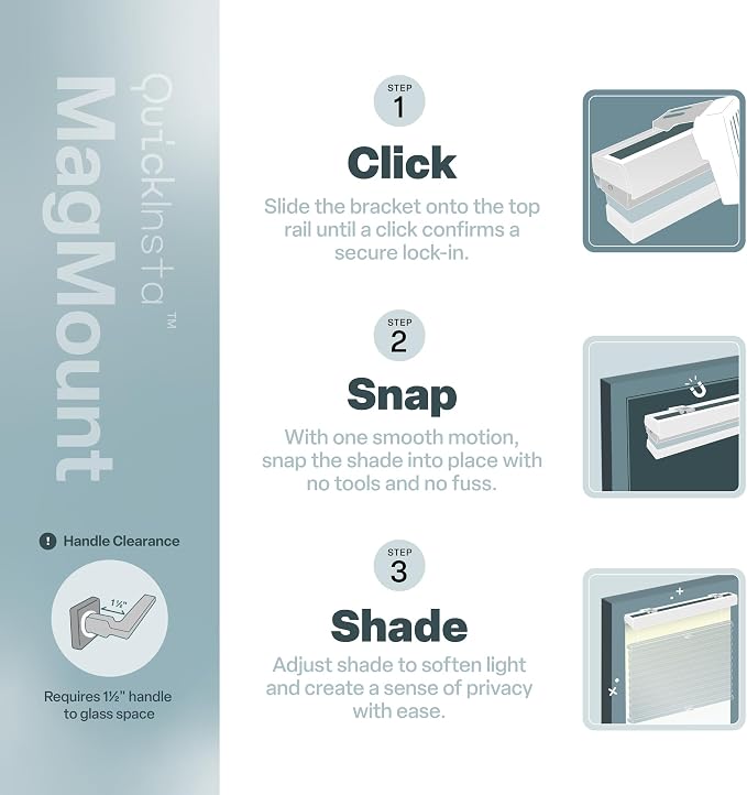 REGAL estate Magnetic Top Down Bottom Up Door Shades, White, 25 x 48 in | Strong-hold MagMount, Thermal insulation, Adjustable privacy for steel doors, Light filtering, Cordless cellular shade - Image 6