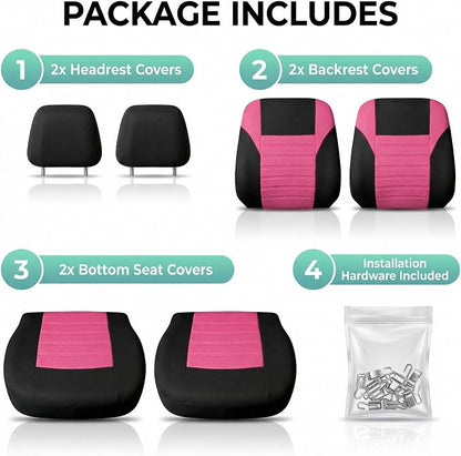 FH Group Automotive Car Seat Covers Front Set Premium 3D Air Mesh Front Seat Covers, Airbag Compatible Universal Fit Interior Accessories for Cars Trucks and SUVs - Pink - Image 6