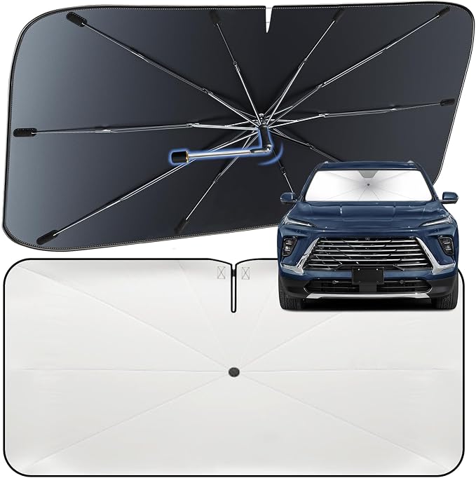 Windshield Sun Shade Umbrella for Buick Enclave 2018-2026 Front Window | Heat-Reflective Window Shade, Umbrella Sunshade Cover Blocks Heat, Protects Interior, Vehicle-Specific Precision Fit by Fshaanys