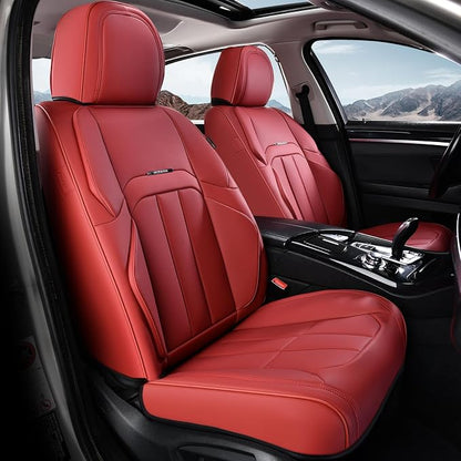 Coverado Car Seat Cover, Cover for Cars Full Seat, Premium Leather, Universal Fit Waterproof Seat Protectors, Car Seat Cushion Non-Slip for Most Cars-Red - Image 8