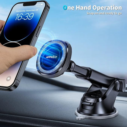 APPS2Car for MagSafe Car Mount, Magnetic Phone Holder for Dashboard Windshield iPhone Car Holder Compatible with iPhone 15 14 13 12 Pro Plus Max Mini MagSafe Mount, 17 Strong Magnets, Green - Image 7