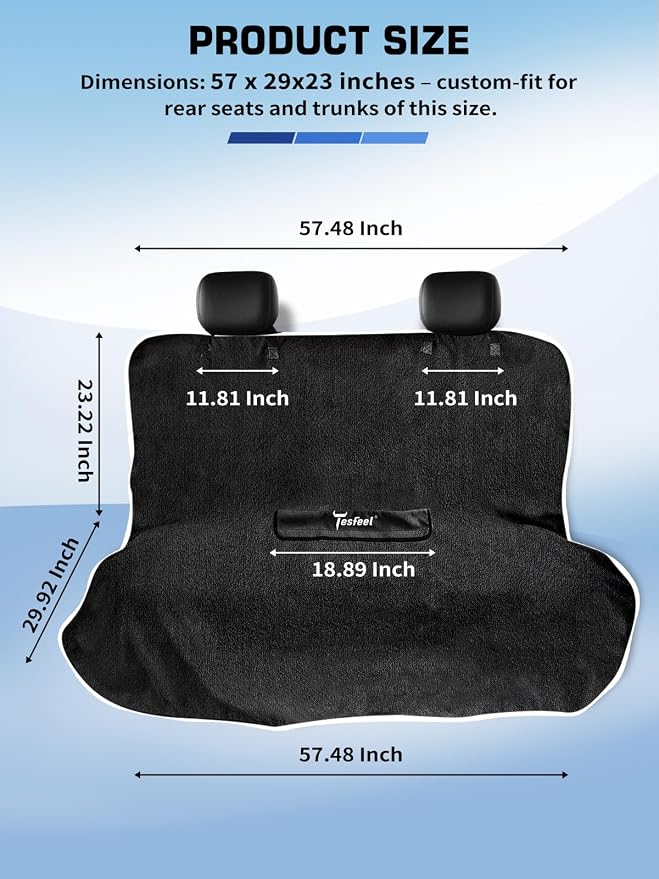 1160g Heavy Duty Towel Car Seat Cover, Sweatproof Absorbent Microfiber Rear Seat Protector for Gym Beach Athletes, Universal Fit Waterproof Back Seat Mat for Sedans SUV Minivans(Black,1PC) - Image 8