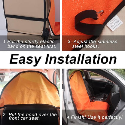 Sweat Towel Car Seat Cover Protector Front Seats for Gym Workout, Running, Swimming, Beach and Hiking, Waterproof Universal Seat Cover for Car, Trucks, Van & SUV (1, Gradient Orange, Front) - Image 6