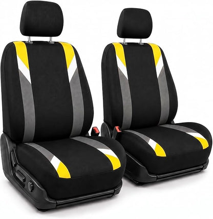 FH Group Front Set Cloth Car Seat Covers for Low Back Car Seats with Removable Headrest, Universal Fit, Airbag Compatible Car Seat Cover for SUV, Sedan, Van, Yellow by FHGroup