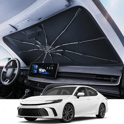 REEVAA Windshield Sun Shade Umbrella for Sedan Cars & SUV, S(54" x 31") | Stay Cool in Summer, 6-Layer Heat Defense Blocks Sun & Heat, Precision Fit for Sedan Cars & SUV, Durable 12-Rib Frame by REEVAA