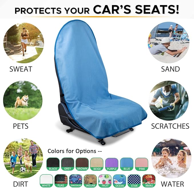 Waterproof Sweating Car Seat Cover for Post Gym Workout, Running, Swimming, Beach and Hiking, Universal Fit Non-Slip Bucket Seat Protector for Cars SUV Trucks, Machine Washable (Light Blue) - Image 7