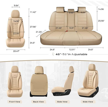 Coverado Car Seat Covers Full Set, Seat Covers for Cars, Front Seat Covers and Back Seat Cover Waterproof Leather Automotive Seat Cover, Universal Car Interior Protectors Cushion for Most Cars - Image 7