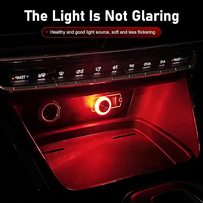 1 PC Mini USB LED Car Atmosphere Lamp, Round Crystal Plug-and-Play Car Ambient Light, Portable Personalized Auto Interior Decor Night Light, Universal for Most Cars, SUVs (Red) - Image 5