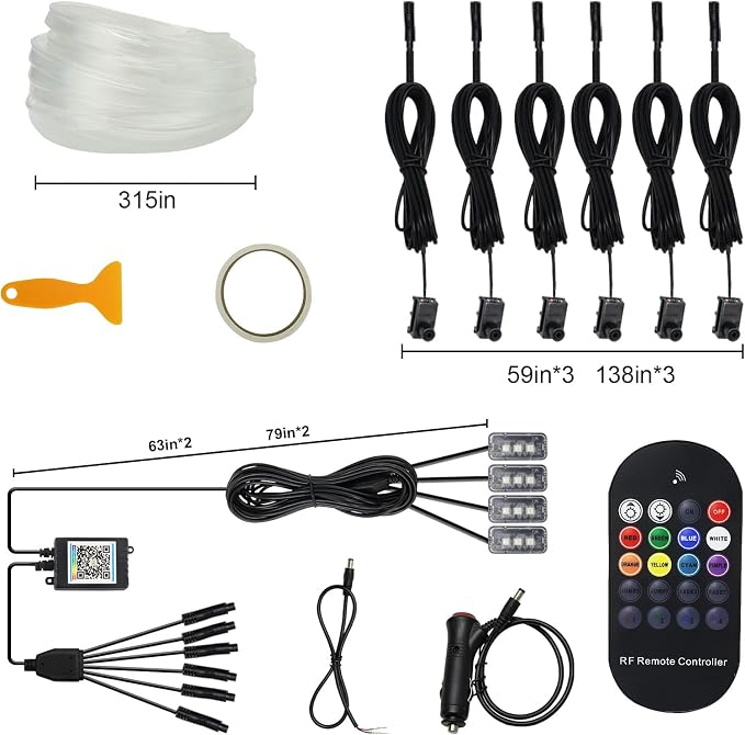 Car LED Lights Interior Light, 10 in 1 Car Ambient Lighting Kits with 315in Fiber Optic, APP Control, Car Accessories Multicolor RGB Neon Car LED Strip Lights with Music Sync Mode and DIY Mode - Image 6