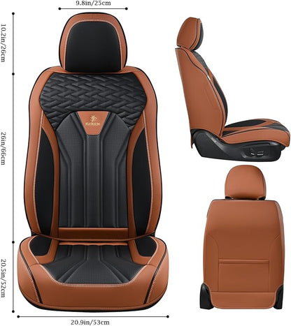 Leather Seat Covers, Seat Covers Full Set, Car Seat Protectors 5 Seats,Automotive Seat Covers Fit for Most Cars Trucks-Brown&Black - Image 6