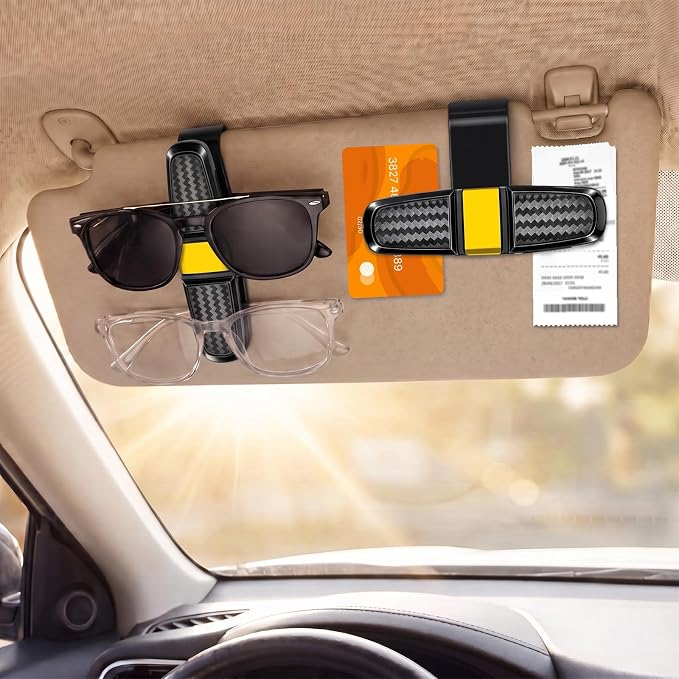Konohan 8 Pack Sunglasses Visor Clip Holders for Car, Double Glasses Mount Hanger Ticket Card Clip, 180 Degree Rotational Car Visor Accessories for Eyeglasses(Gold) - Image 2