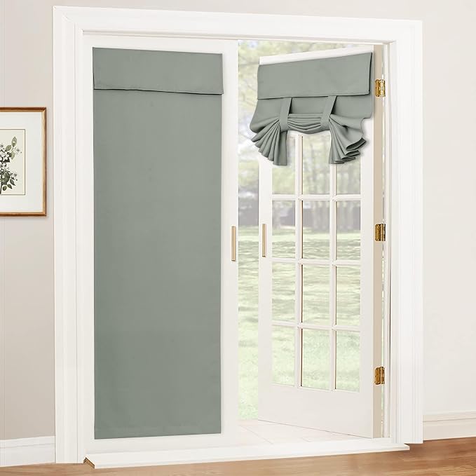 RYB HOME French Door Curtains 84 inch Long, Privacy Blackout Window Blinds | Self Adhesive, Thermal Insulated, For Patio Kitchen Front Entry Front Back Door Glass Window, Renter Friendly,W30 x L84, 1 Pc by RYBHOME