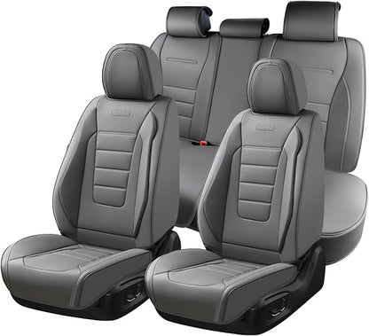 Coverado Car Seat Covers Full Set, Seat Covers for Cars, Gray Car Seat Cover, Waterproof Car Seat Protector, Nappa Car Seat Cushion, 5 Pieces Car Seat Covers Front Seats and Back Fit for Most Cars by COVERADOAUTO