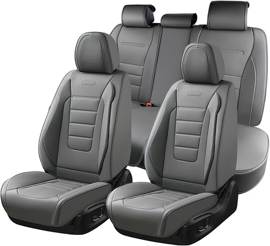 Coverado Car Seat Covers Full Set, Seat Covers for Cars, Gray Car Seat Cover, Waterproof Car Seat Protector, Nappa Car Seat Cushion, 5 Pieces Car Seat Covers Front Seats and Back Fit for Most Cars by COVERADOAUTO
