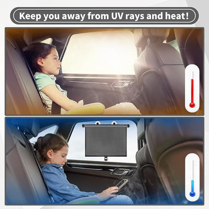 Sfee Car Window Shade for Side Windows, 4 Pack Sun Shade Retractable for Car Blocks Heat and UV Rays Glare Protection Roller Sunshade Visor for Baby, Kids, Pets, Passengers - Image 6