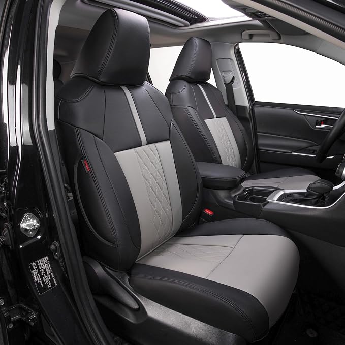 Faux Leather Seat Covers for 2022-2026 Toyota Corolla Cross,Non-Hybrid | Full Set Suv Seat Cushion for Corolla Cross L/XLE/LE,Luxury Waterproof Car Seat Protector,Factory Look,Black-Gray-84 by Coverdream