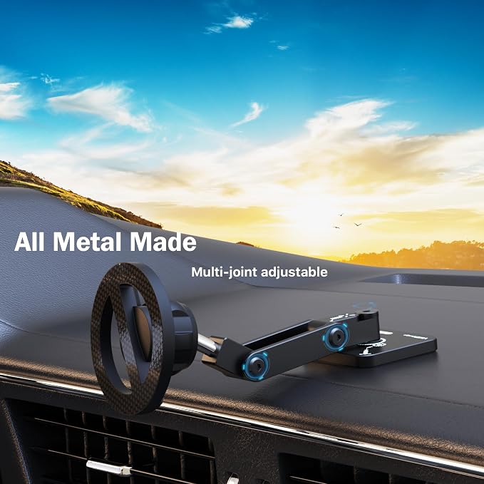 Fits MagSafe Car Mount Magnetic Phone Holder for Dashboard of Cars | All Metal, Nano-Adhesive, Strong Magnets,Flexible 3 Axis, 360° Rotation, Dash Dashboard and Screen For All Phones - Image 4