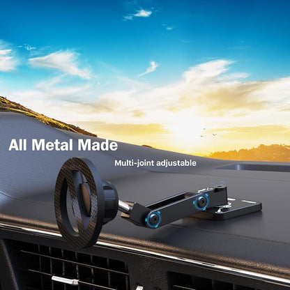 Fits MagSafe Car Mount Magnetic Phone Holder for Dashboard of Cars | All Metal, Nano-Adhesive, Strong Magnets,Flexible 3 Axis, 360° Rotation, Dash Dashboard and Screen For All Phones - Image 4