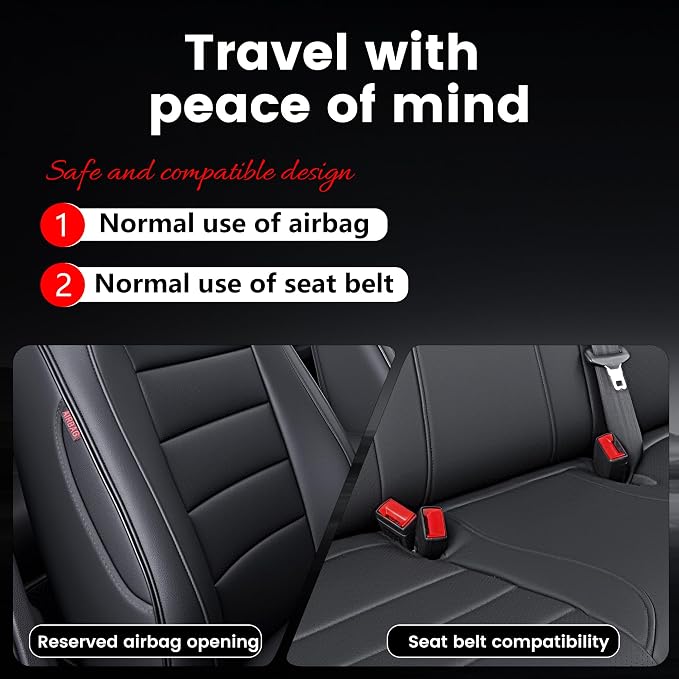 HKZ Custom Fit Civic Seat Cover Full Set for Honda Civic 4 Door Sedan-Only (Sport 2022 2023 2024) & (LX 2022-2026),5-Seats Full Set,Leather Seat Protector(Black) - Image 9
