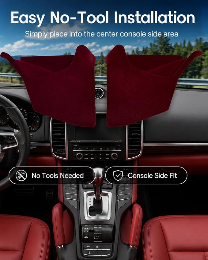 SnowJade A Pair Center Console Side Storage Pocket Organizer for 2011-2018 Porsche Cayenne Accessories, Car Seat Side Organizer, Anti-Drop Seat Console Organizer, Phone Keys Sunglasses Holder Red - Image 2